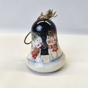 Snow Pets Dog and Cat Ornament by artist Susan Winget Glass Cardinals Ne'Qwa Art